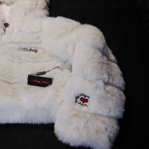 Disney Women's White Faux Fur Puffer Jacket